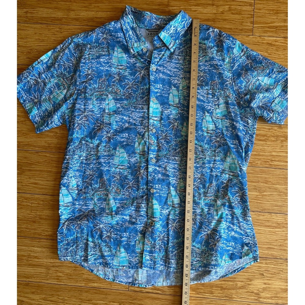 Izod Saltwater Relaxed Dockside Blue Revival Sailboat S/S Shirt Men's Size XL - Picture 5 of 6